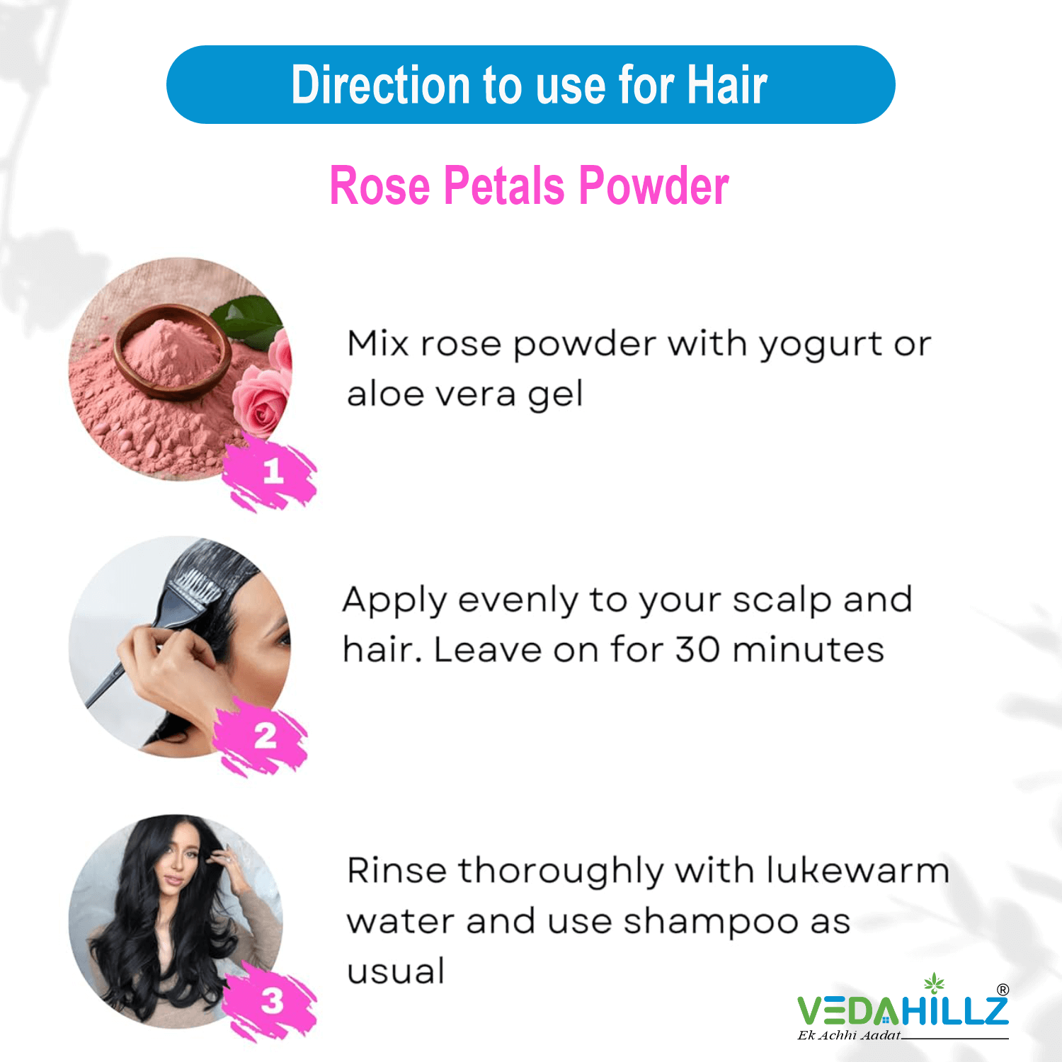 Vedahillz Rose Petals Powder – Culinary, Herbal & Beauty Use Made from Premium Fresh Roses